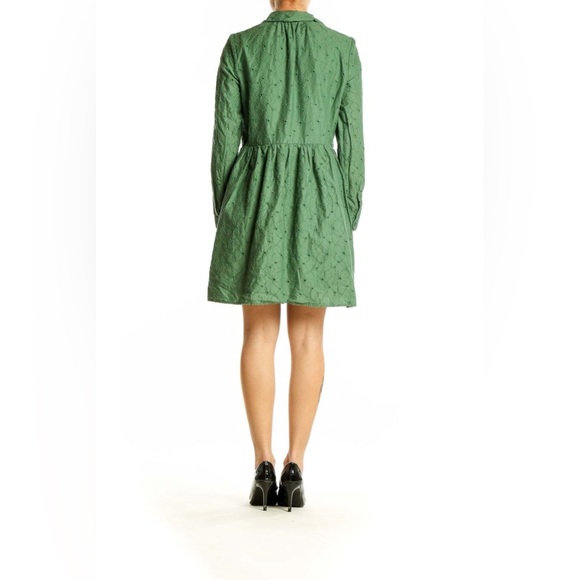 JCrew women’s Green Eyelet mini Button-Up Dress size 6 - Picture 5 of 14